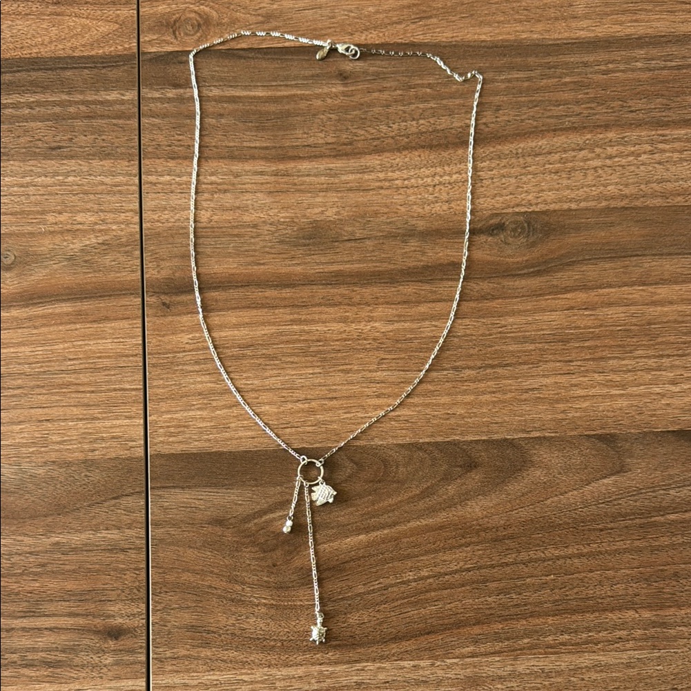 Aerie Silver Necklace With Fish & Turtle Charm!